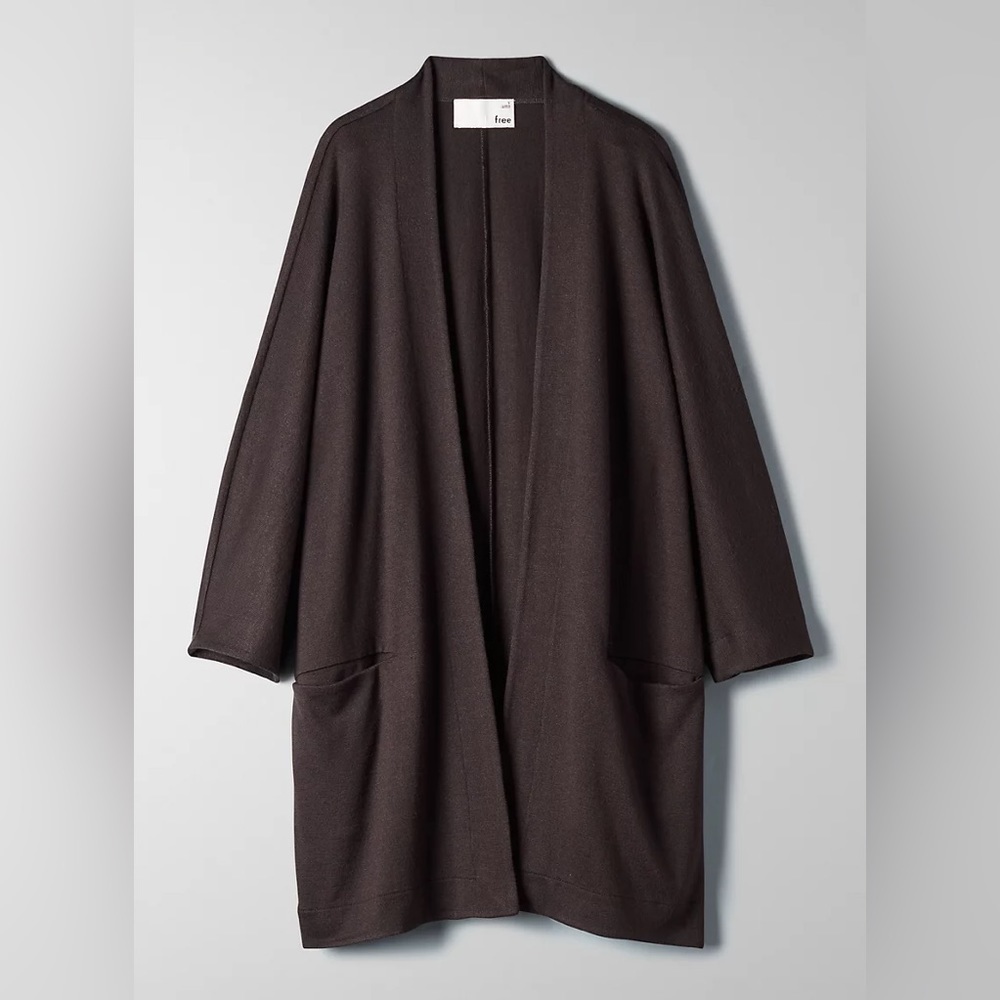 Aritzia Wilfred Free Open Front Cardigan Brown Lightweight Long Medium